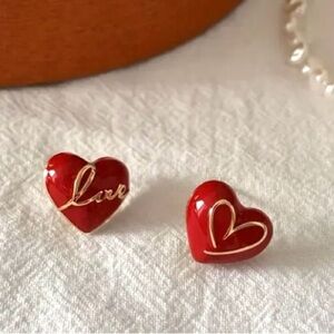 ✨Zara Love Script Red Heart Earrings